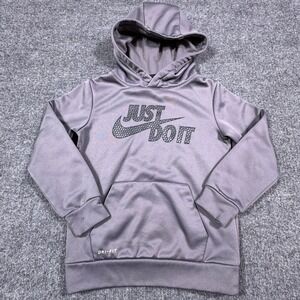 Nike Boys Hoodie Dri-FIT Just Do It Pullover Gray Size 6 Activewear‎ Sweatshirt